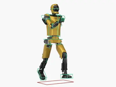  Humanoid Robot Kepler Yellow Rigged for Cinema 4D 
