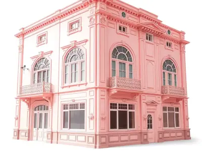 Pink Victorian Building model pack Low-poly 3D model