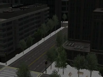 Realistic City with tall buildings Free low-poly 3D model
