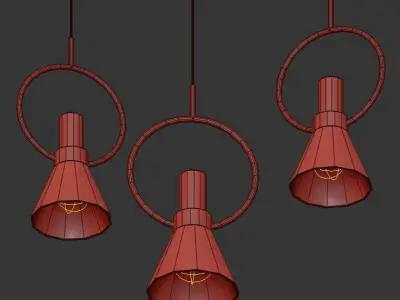 HENNAN three gold and marble pendant lights hanging 3D model