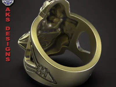 skull ring biker jewelry Alien Egyptian Anubis  3D print model