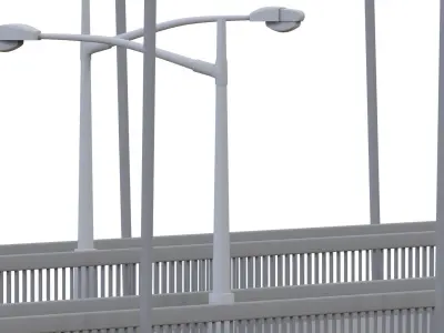3d brige and street light modeling Low-poly 3D model
