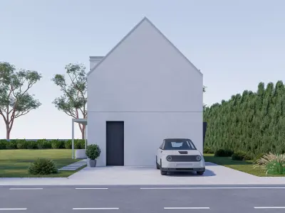 Family House 26 - Created with fully parametric Revit Families Low-poly 3D model