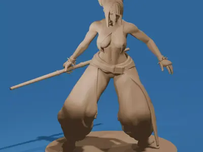 Double-Bladed Energy Sword Woman 3D print model