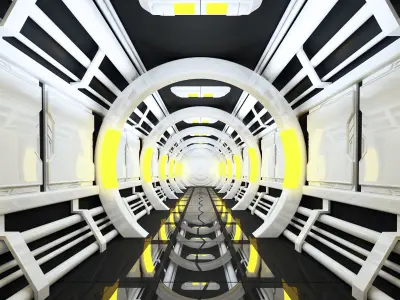 SCI FI INTERIOR SCENE SPACE SHIP CORRIDOR Low-poly 3D model