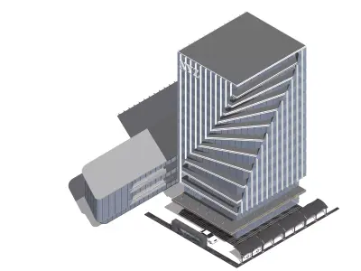 Modern Commercial High-Rise 3D Model Low-poly 3D model