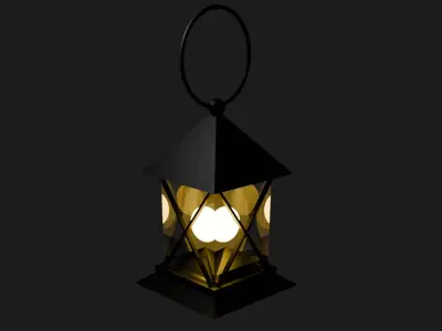 Antique Hanging Lantern - Low Poly 3D Model 3D model