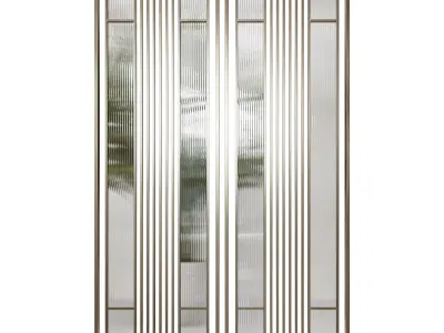 Partition 3 two glass doors with metal slats 3D model