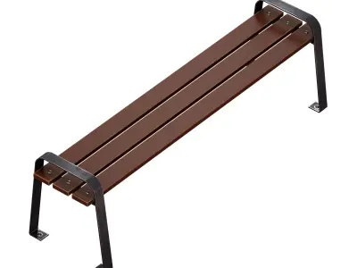 Bench made of metal and wood 3D model