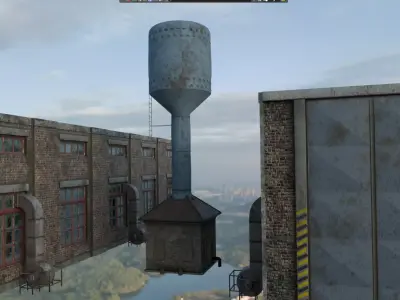 Warehouse with waterpumphouse  3D model