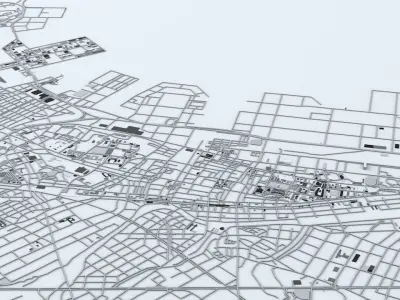 Fukuoka Buildings and Road Networks 3D model