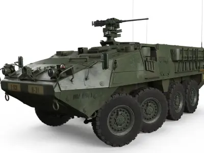  Stryker M1126 Infantry Carrier Vehicle Green Rigged 