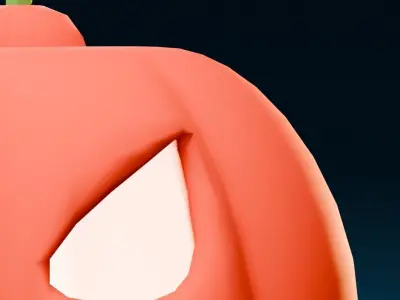 orange halloween pumpkin on blue gradient background Low-poly 3D model