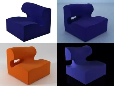 M set of orange and sofas 3D model