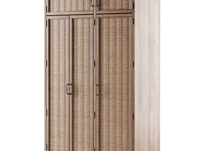 Wooden cupboard from rattan 3D model