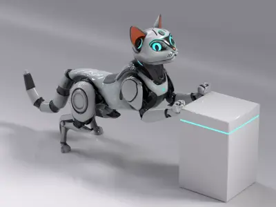 Cat Robot Cybernetic  Low-poly 3D model