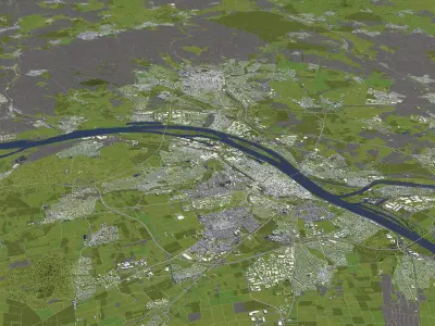 Wiesbaden Germany 50x50km 3D City Map 3D model