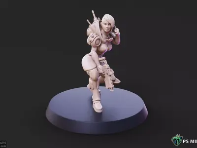 Cyberpunk Mercenary Pose 2 - 4 Variants and Pinup 3D print model