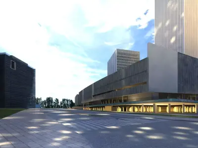 Shopping Mall and City Center Block 3D model