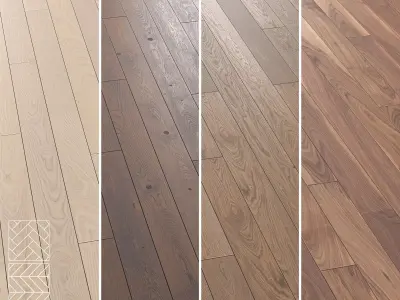 Boen Oak -Ash and Walnut Parquet - 5 Pro Layouts 3D model
