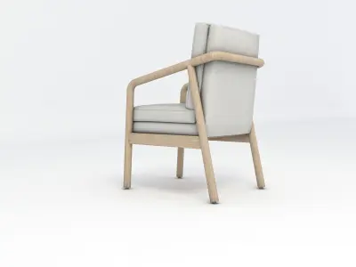 Tufeld Wood Armchair Beige 3D model
