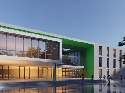 realistic university Low-poly 3D model