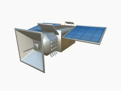 Satellite E08 Aluminum - SciFi Space Design Low-poly 3D model