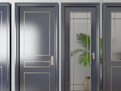 door Sliding double glass combination 3D model
