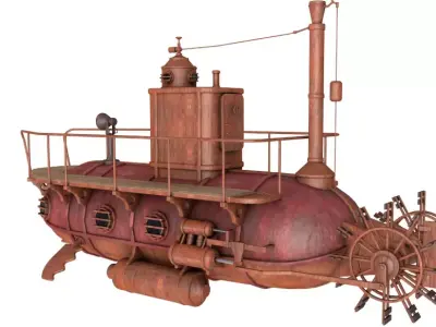Old Rusty Submarine 3D model