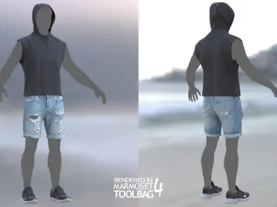 Male Summer Outfit 12 Low-poly 3D model