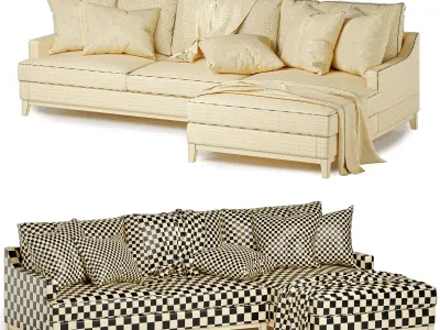 Alana 3 seater right chaise fabric sofa 3D model