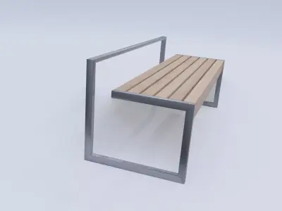 City park garden bench Low-poly 3D model