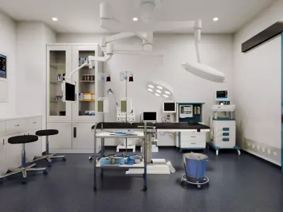 Intensive Care Unit  ICU Hospital Room  Low-poly 3D model