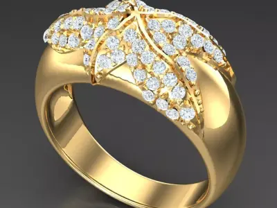 Light Gold Diamond Men Ring 2MR054 3D model