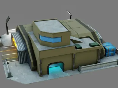 Sci-Fi Hangar - Low Poly - Game Ready - PBR Low-poly 3D model
