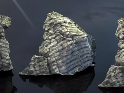 Eldritch Rock 2 versions  Low-poly 3D model