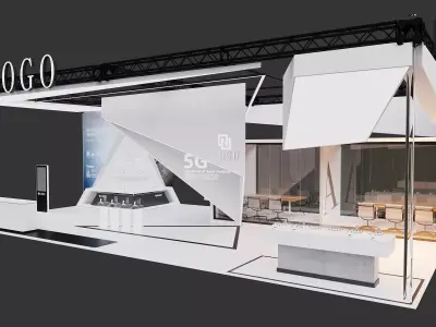 Minimal Tech Exhibition Booth Stand 3D model