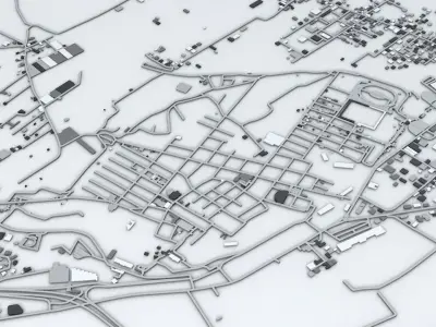 Pompei Area Buildings and Road Networks 3D model