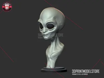 Alien Stylized Bust STL File 3D print model