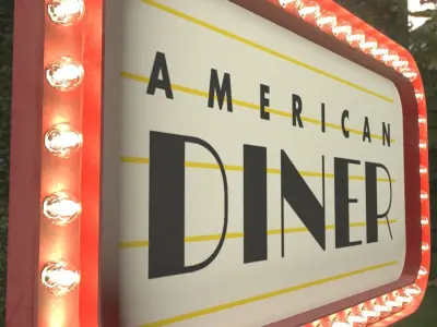 Retro sign AMERICAN DINER 3D model