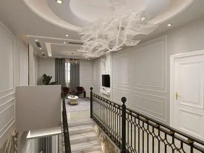 hall living room and small gym 3D model