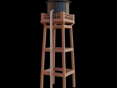 Water Tower - Farm Silo Low-poly 3D model