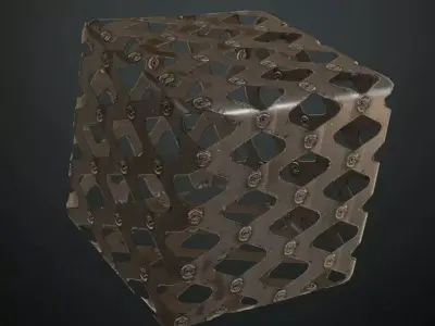 Sci-Fi Rusted Industrial Metal Mesh PBR Seamless Texture