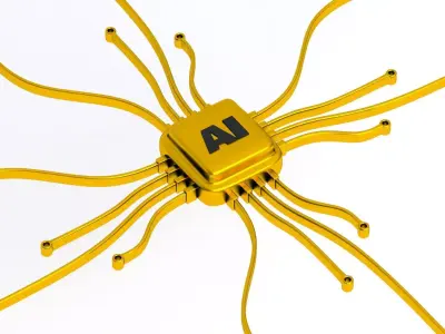 ai chip Symbol Gold 3D model