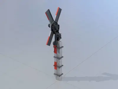 Railway crossing traffic light GDR Version Low-poly 3D model