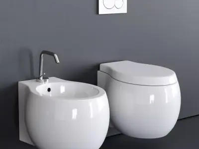 Scarabeo Ceramiche Planet Wall-hung WC art 8105 art 8106 Low-poly 3D model