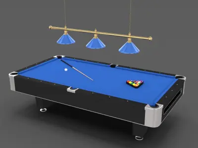 8 Ball Pool Table Setting Blue 3D model