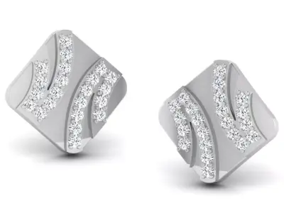 Gold Diamond Women Earring 3D print Model 3D print model 108