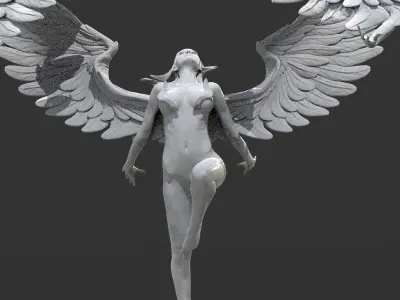 Crescent Angel Statue  3D model