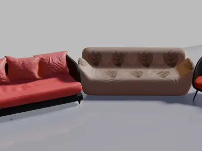 3 realistic sofa  3D model
